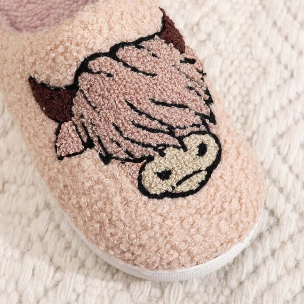 Women’s Highland Cow Slippers Plush Indoor Non Slip Warm Home Shoes - Picture 2 of 7